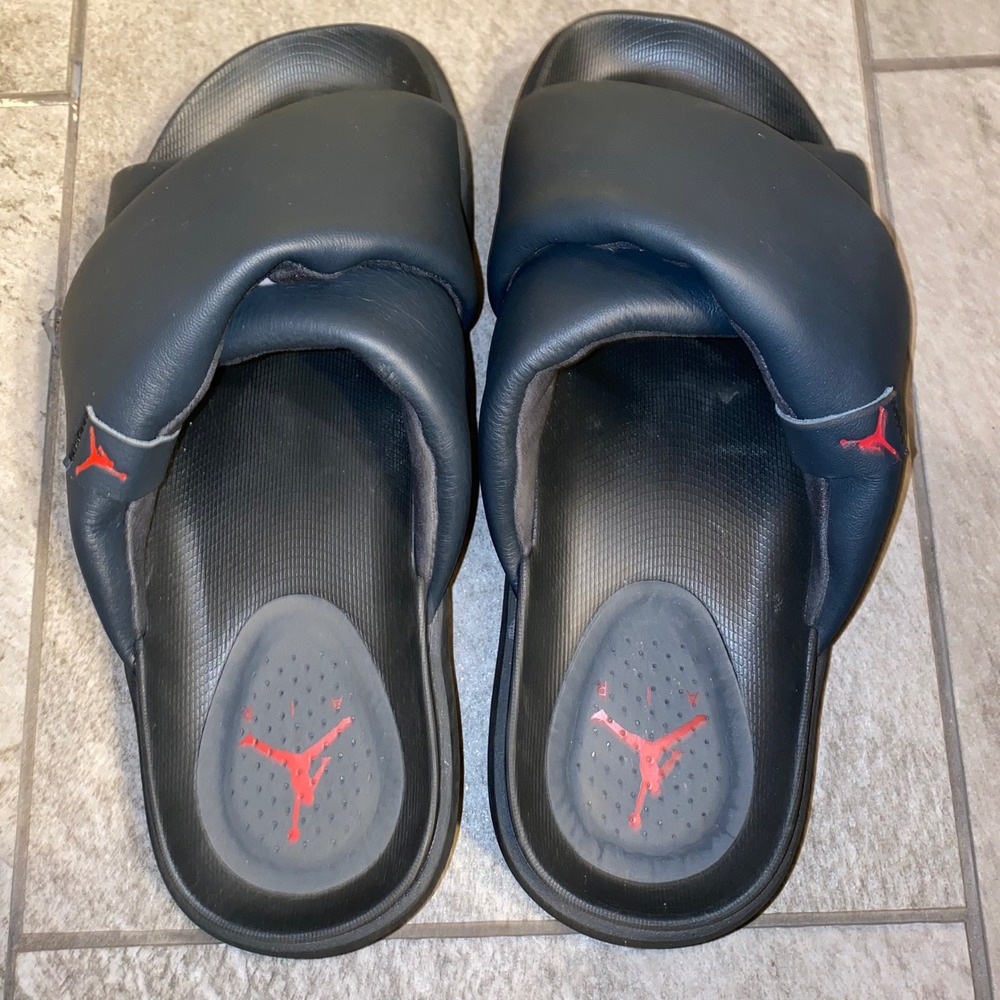 Jordan Black Slides Women 11 (Men 12.5) Sophia Platform DO8863 Crisscross Straps - Picture 6 of 12